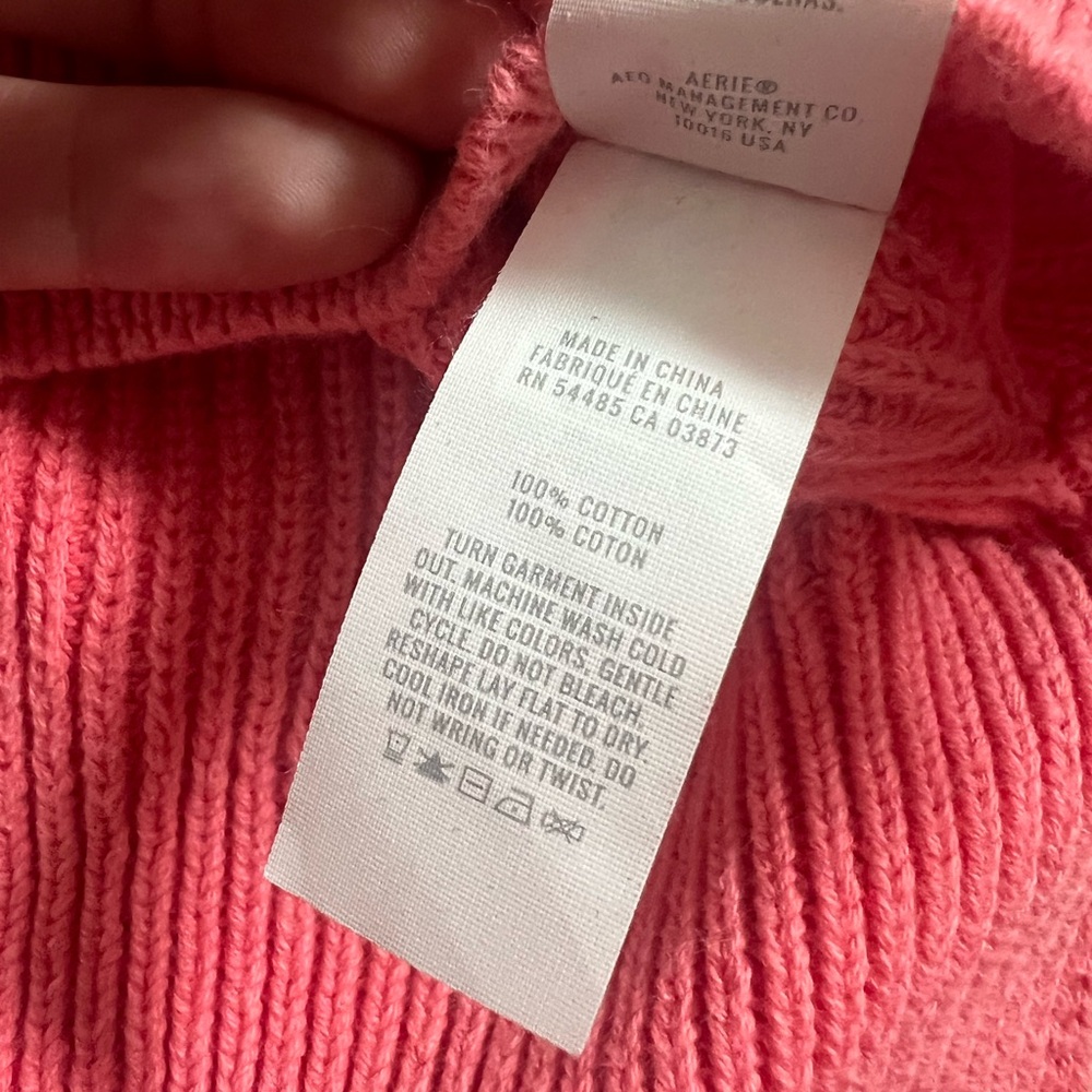 Aerie Beyond Cropped Sweater Haute Coral Pink Size XL - Picture 7 of 9